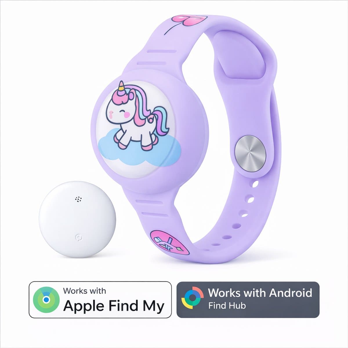 Kinder Horloge - Locatie Tracker - Werkt met Apple Find My - Armband inclusief tracker - Geschikt voor AirTag - Met Geluidssignaal - Waterdicht