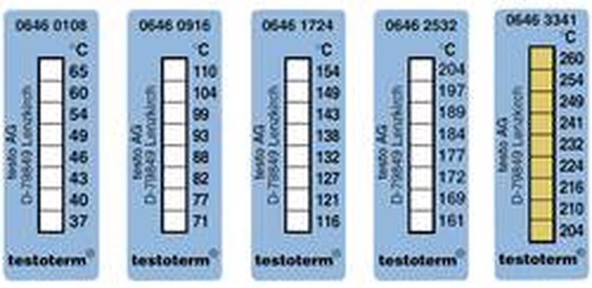 testo testoterm Temperatuurmeetstrip 204 tot 260 °C Inhoud10 stuk(s)