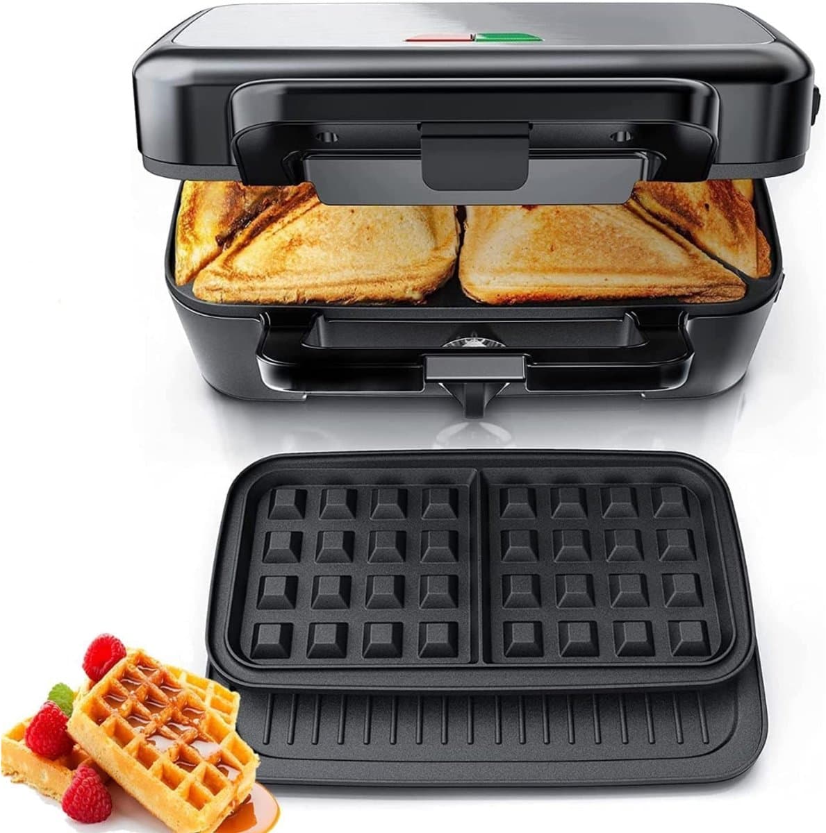 Zyrex® Wafelijzer met verwisselbare platen - Wafelijzer - Zwart - 29cm x 34cm x 24cm