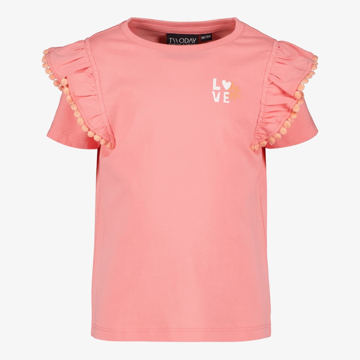 TwoDay meisjes top met pompons roze - Maat 92