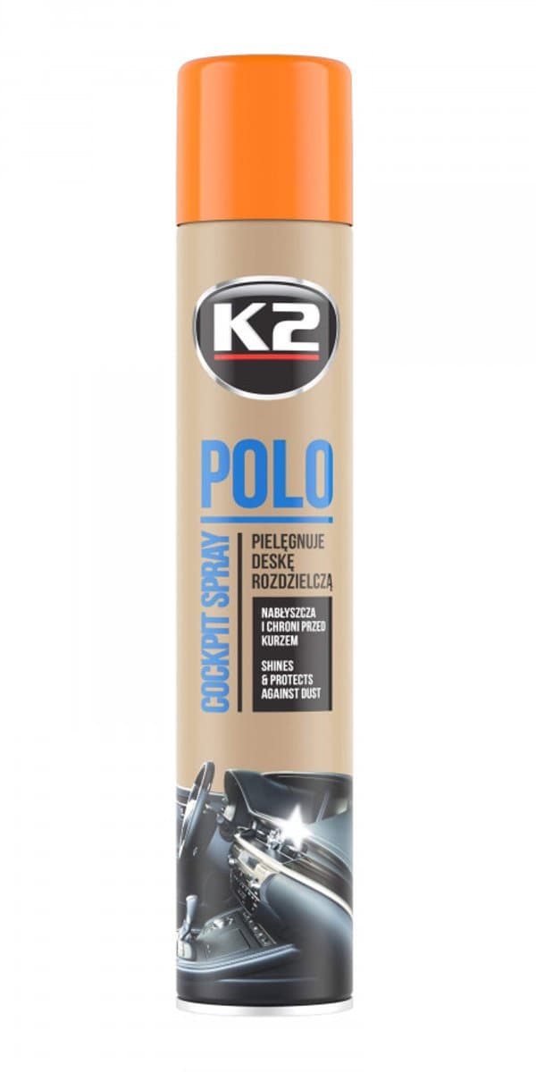 k2 polo cockpitspray perzik 750 ml - cockpit reiniger - cockpit geur - autogeur - interieurreiniger