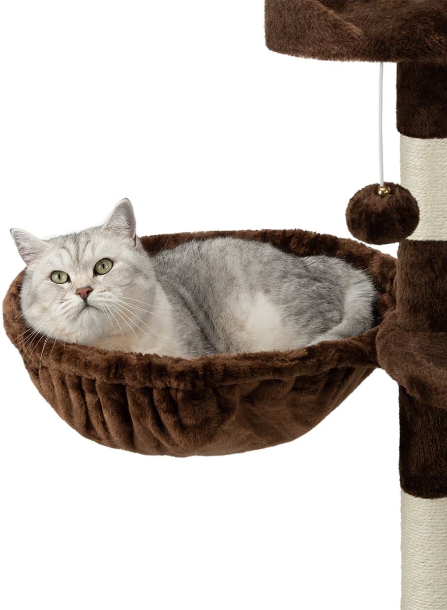 lionto Katten ligmand set, 2x krabpaal mand Ø40 cm M8 15 cm bruin