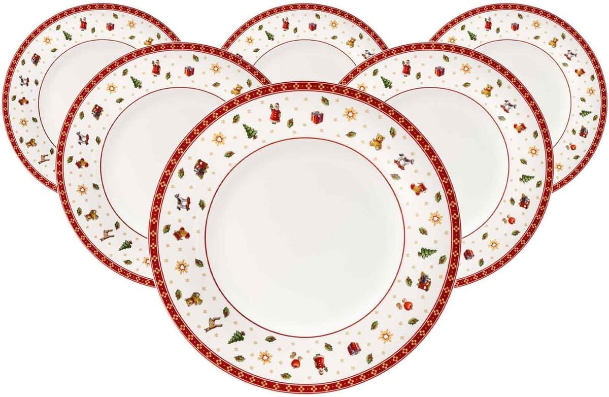 Set van 6 Elegante Porseleinen Dinerborden Kerstdesign Vaatwasmachinebestendig