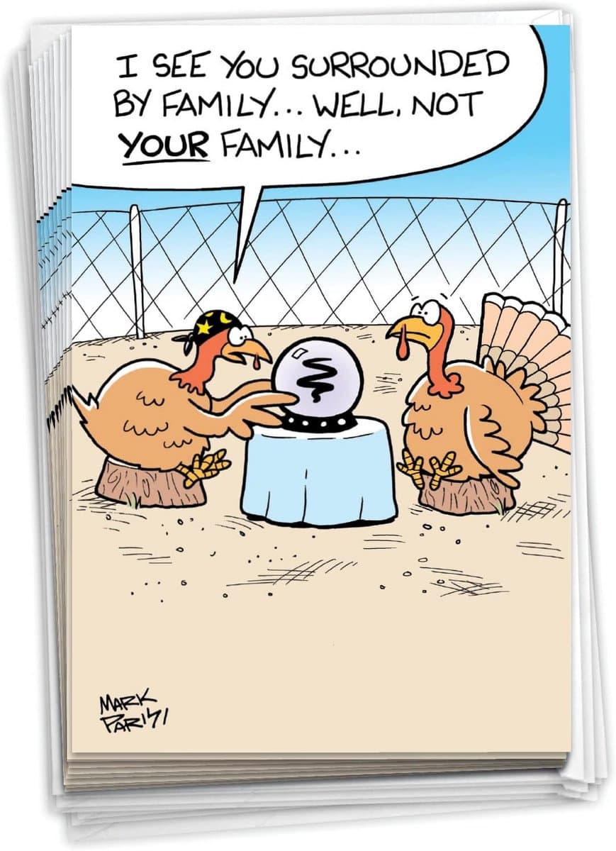 Hilarische Thanksgiving Wenskaarten Boxset met Enveloppen - Humoristische Kaarten om te Lachen
