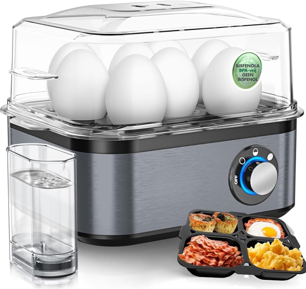 AMA® Eierkoker Electrisch - Eierkokers - Eierkokermachine - 21x15x17cm - Roestvrij Staal