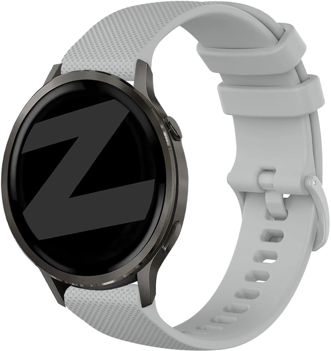 Bandz Siliconen 'Premium' bandje geschikt voor Garmin Vivoactive 6 / 5 / 3 / Vivomove / 3 / HR / Style / Luxe / Sport / Trend / Forerunner 645 / 570 / 245 / 165 / 55 / Venu / SQ / SQ2 / 2 Plus / Approach S12 / S40 / S42 / S44 / S50 - Grijs