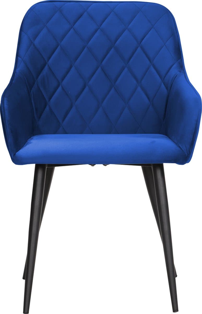 Soof&Tess - Bergamo Eetkamerstoel - Donker blauw - Fluweel - Velvet - Industrieel - Met armleuning - Easy Clean Stoffen - Hoge Kwaliteit