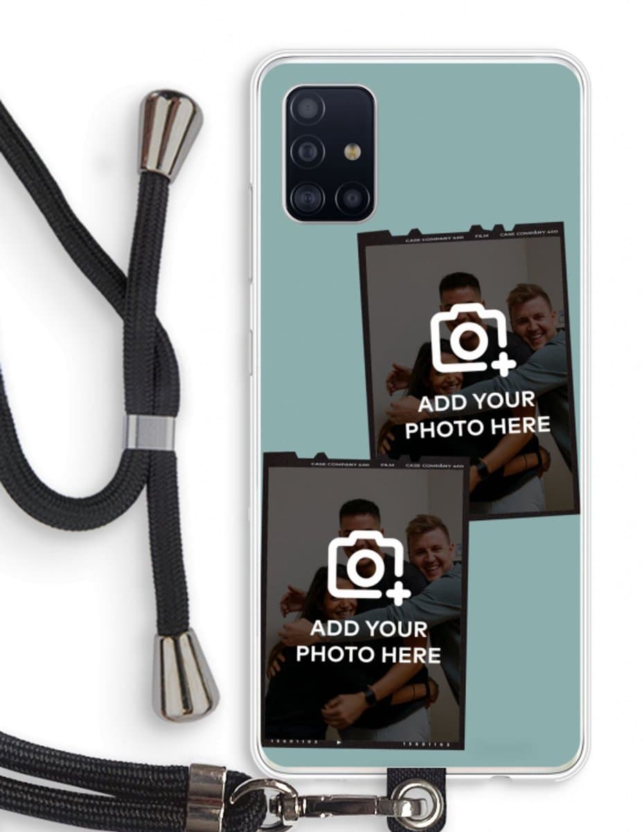 Gepersonaliseerd - Case Company® - Hoesje met koord geschikt voor Samsung Galaxy A51 4G hoesje met Koord - Polaroid Zwart - Telefoonhoesje met Zwart Koord - Bescherming aan alle Kanten en Over de Schermrand