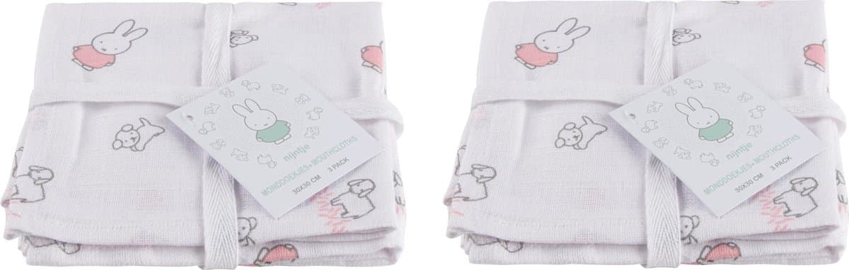 Nijntje - Monddoekjes Hydrofiel Grass Pink (2 packs)