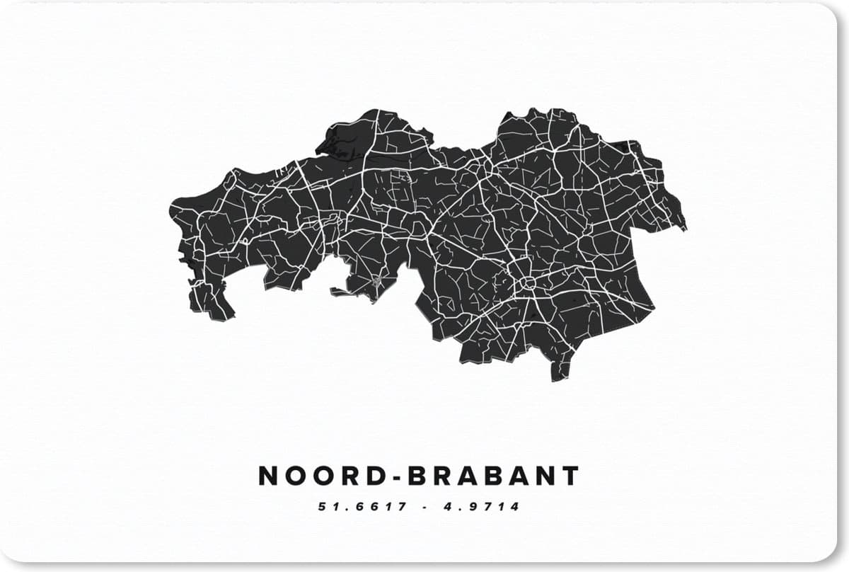 Muismat XXL 120x80 cm - Bureau onderlegger - Bureau mat Noord-Brabant - Nederland - Kaart - Bureaumat - Gaming mousepad xl - Bureaulegger groot - Computer deskmat
