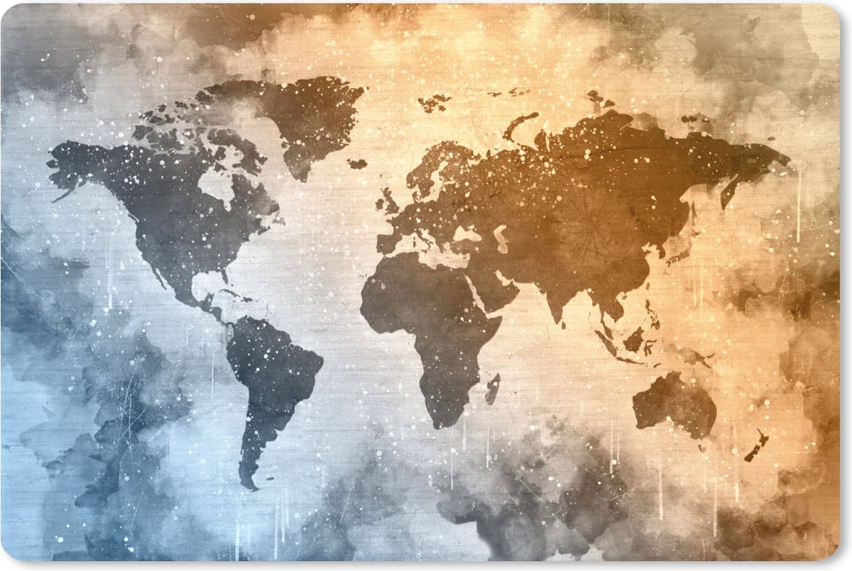 Muismat XXL 90x60 cm - Bureau onderlegger - Bureau mat Wereldkaart - Abstract - Kleuren - Bureaumat - Gaming mousepad xl - Bureaulegger groot - Computer deskmat