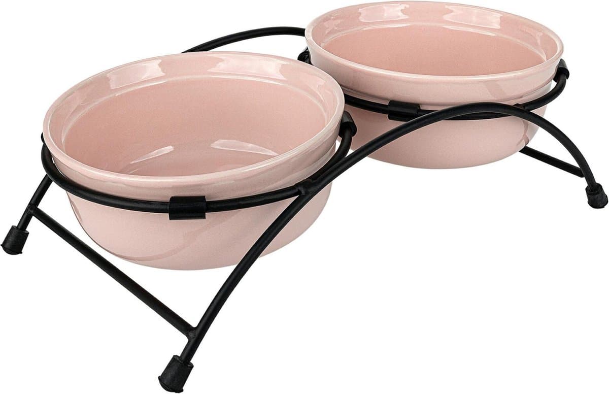 Happet - Ceramic Bowls On A Metal Stand 15cm Pink - Z-mc03pc - 1st