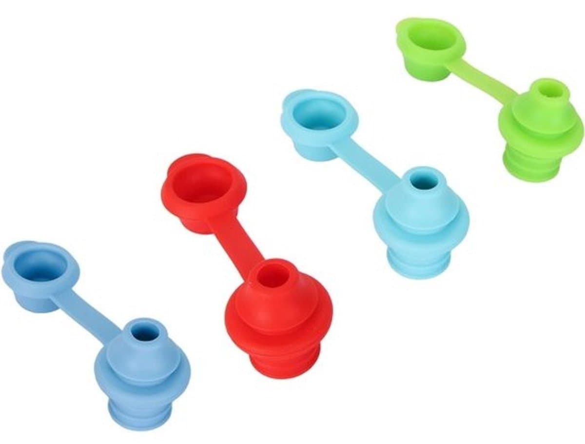 Siliconen Flessendop Set van 4 (Rood, Blauw, Groen, Lichtblauw) voor Babyflesjes - Lekvrije Drinkoplossing voor Peuters en Kinderen