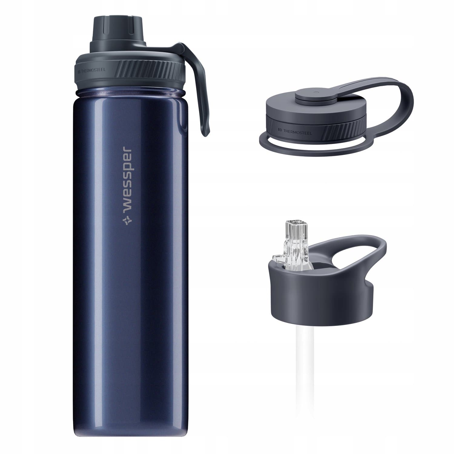 Wessper B3 Thermosfles RVS 700ml Blauw + 3 Deksels