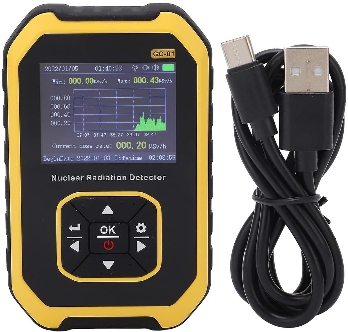 Geigerteller-stralingsdetector, Digitale Nucleaire Dosimeter met Realtime Monitoring Hoge Gevoeligheid voor Röntgen CT Tegelmarmer Industrieel Gebruik