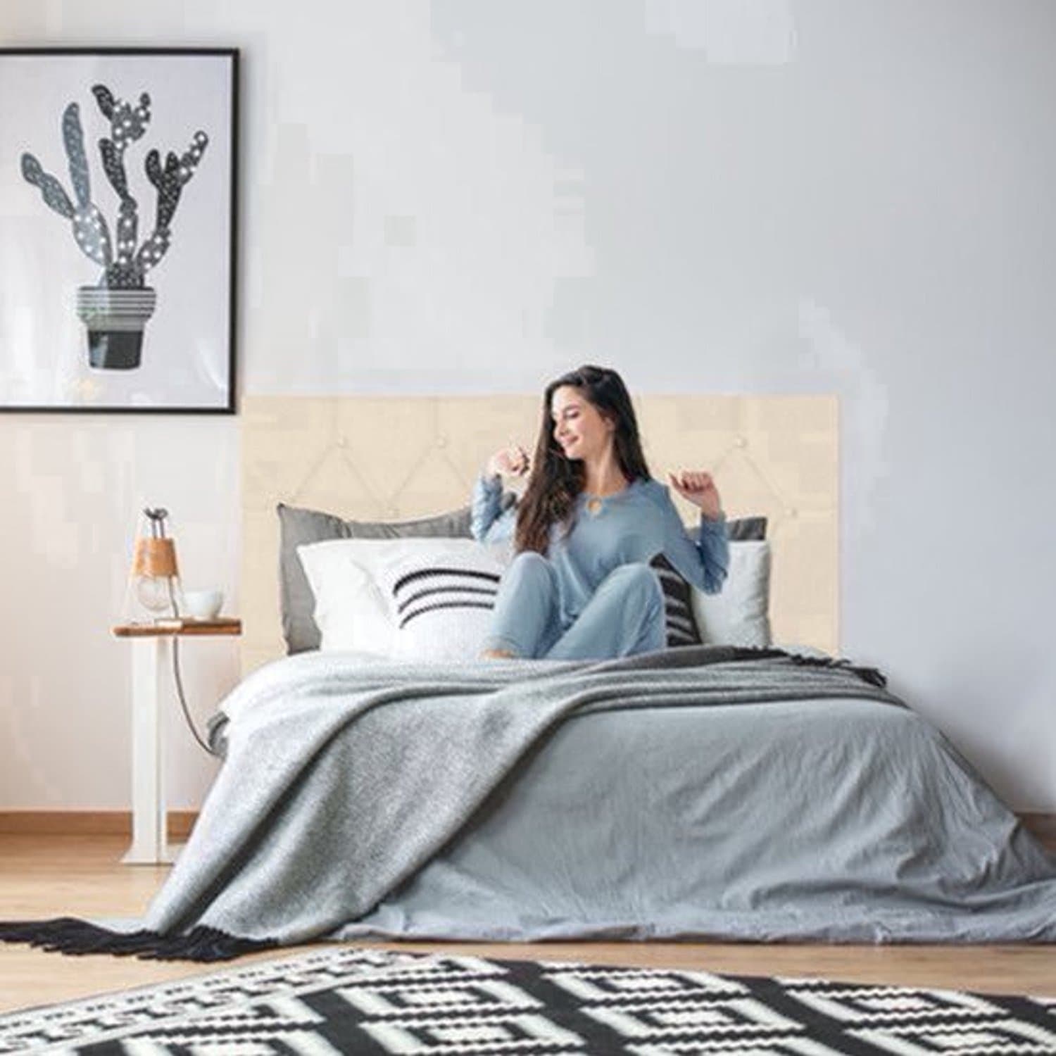 Bedframe – Gestoffeerd Bed – Tweepersoonsbed – Lattenbodem – Slaapbank – Kunstleer Hoofdbord – 160x200 cm – Draagkracht 300 kg