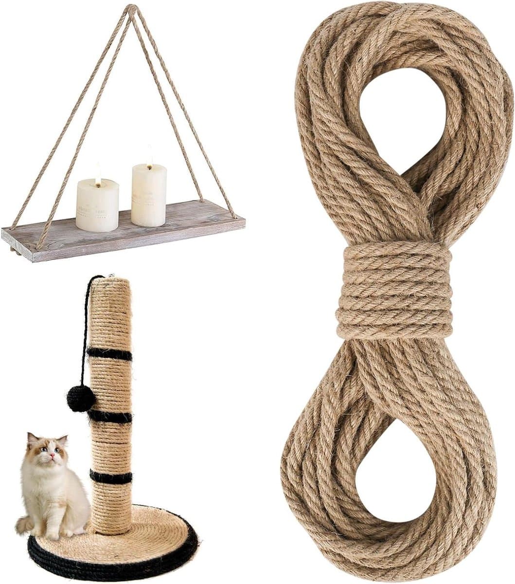 EGoods - Jute touw 10 mm x 20 m voor krabboom, tuin decoratie en doe-het-zelf projecten