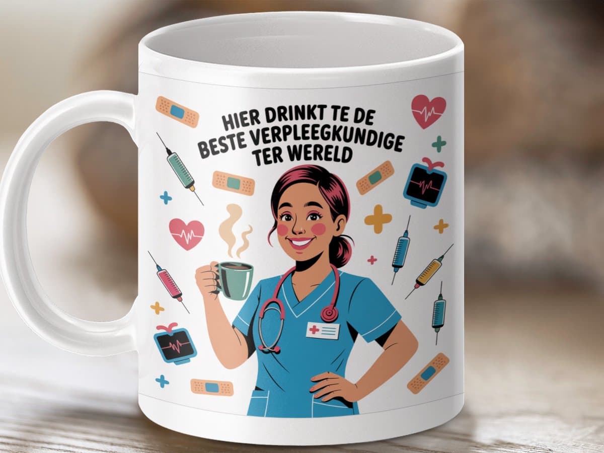 Mok Hier Drinkt de Beste Verpleegkundige ter Wereld, Verpleegkundige Mok, Beker voor Verpleegkundige, Cadeau voor Verpleegkundige, Thee