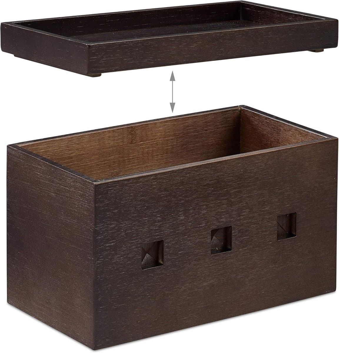 Candala - kabelbox bamboe, multi-oplaadstation, kabels verstoppen, kabelmanagement, 3 vakjes, HBD: 16,5x25,5x14cm, bruin