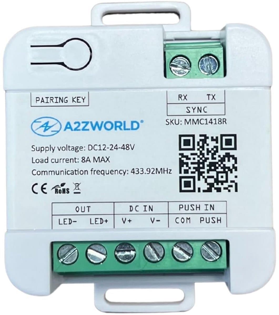 Draadloze LED Dimmer met Drukknop en RF 433 MHz - Intensiteitsregelaar voor 12V/24V/48V LED Strips
