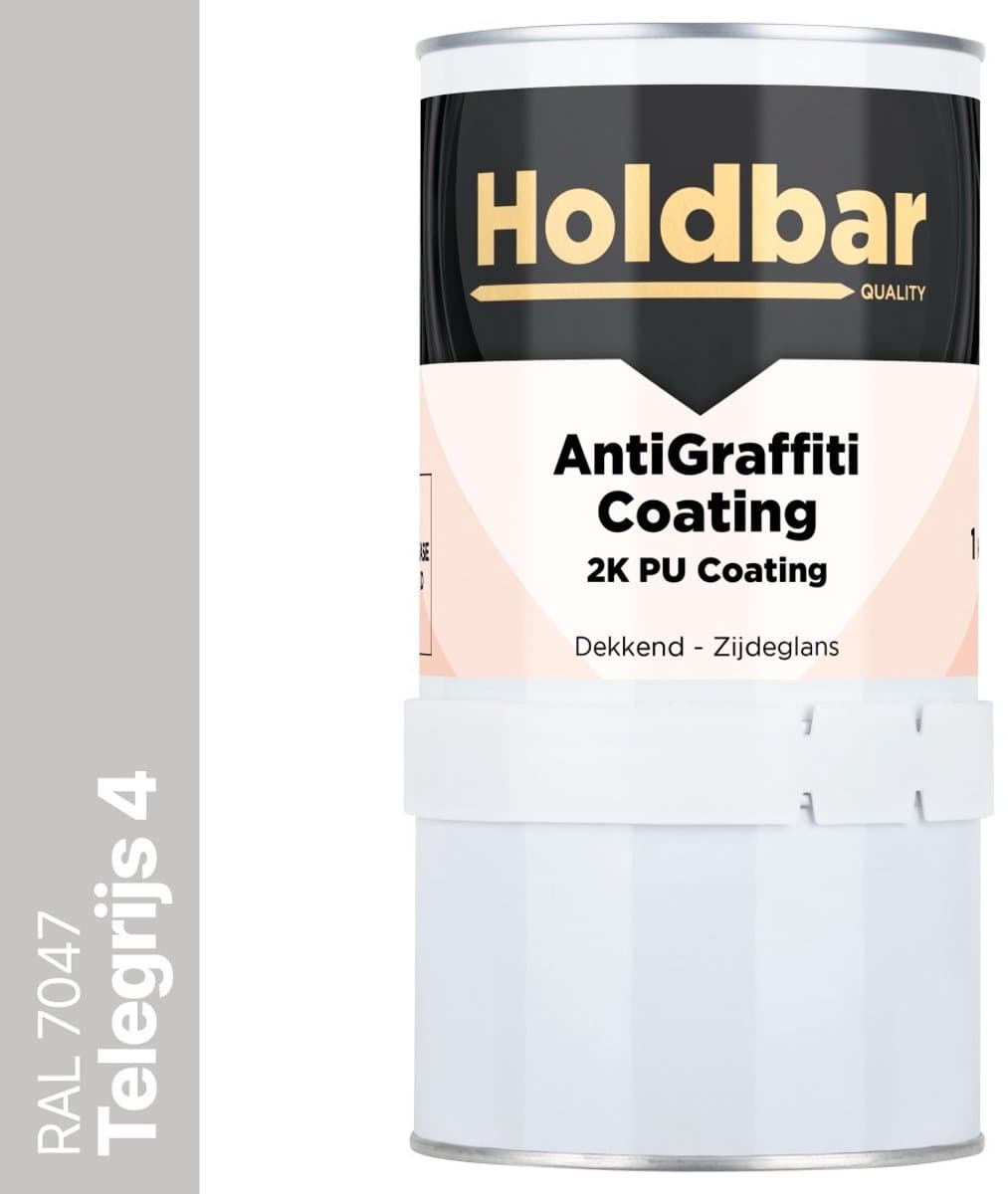 Holdbar Anti Graffiti Coating Telegrijs 4 (RAL 7047) 1 Kg - Maakt Graffiti verwijderbaar - Graffiti Verwijderen - In Alle Kleuren - Voor Steen, Beton, Hout, Metaal en Tegels