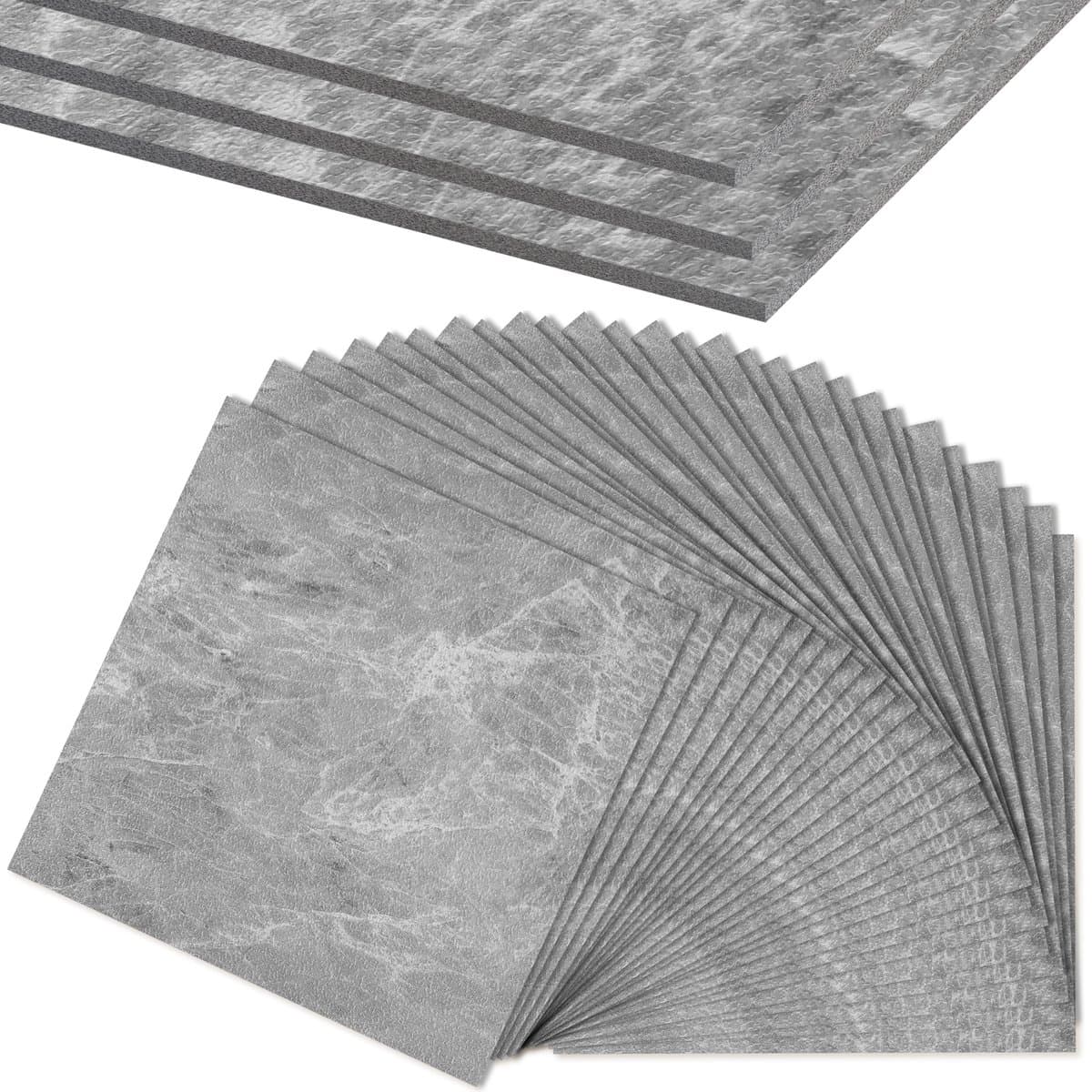 Froadp 54 stuks PVC-vloerbedekking zelfklevend 5,02 m² vinylvloer vloertegels zelfklevende tegels 30x30cm vinylvloerbedekking laminaat waterdicht antislip PVC-tegels decoratieve planken tegellook eiken grijs