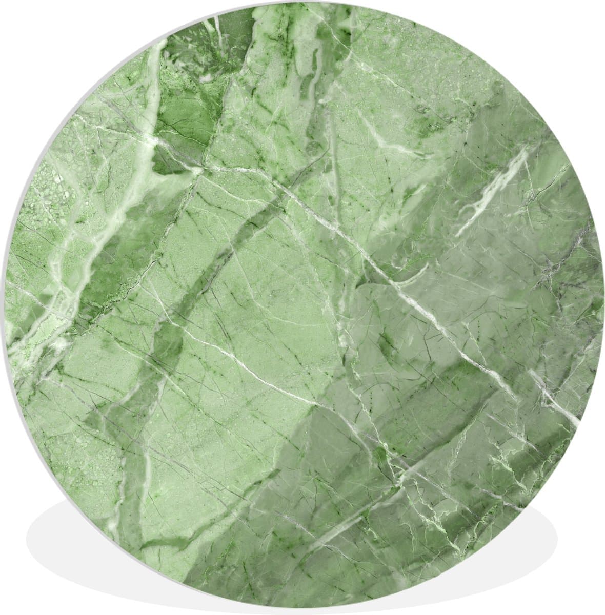 WallCircle® Wandcirkel 60x60 cm - Muurcirkel Graniet - Keien - Wit - Groen - Muurdecoratie woonkamer - Wanddecoratie slaapkamer - Kamer decoratie accessoires - Ronde schilderijen
