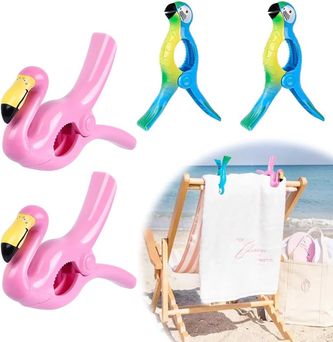 Wasknijpers, strandhanddoekklemmen, winddichte kunststof klemmen, strandslippers, clips voor strandstoelen, wasgoed, badhanddoek (Rood)