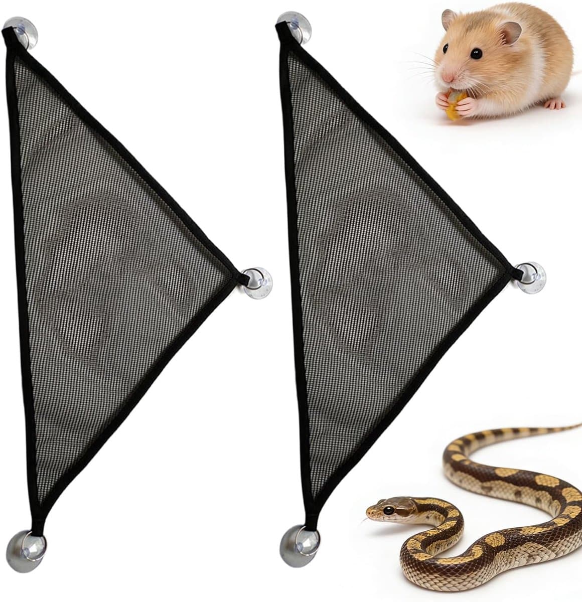 Kleine dieren hangmat - Terrarium bed - Verblijf decoratie - Dubbele mesh ontwerp - 33x33x48 cm - Enkel kenmerk