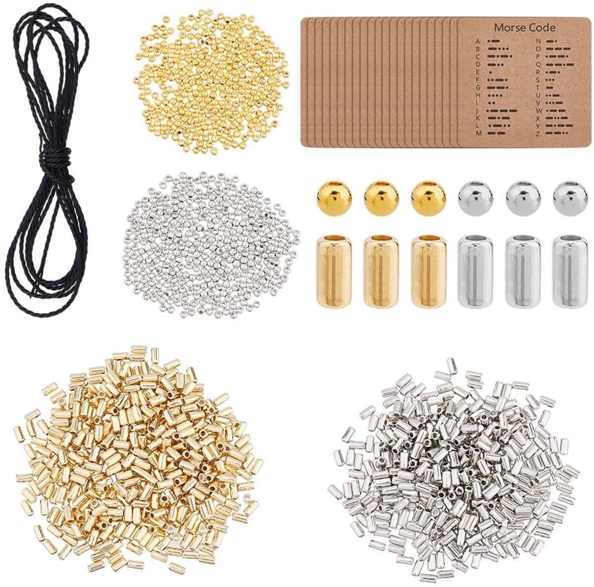 Dailygoods- Armband DIY Kralenkit - Morsecode Armband - 2000 Stuks Kralen - Verstelbare Gevlochten Armbanden - Inclusief Decodering Kaart - Complete Set - Sieraden