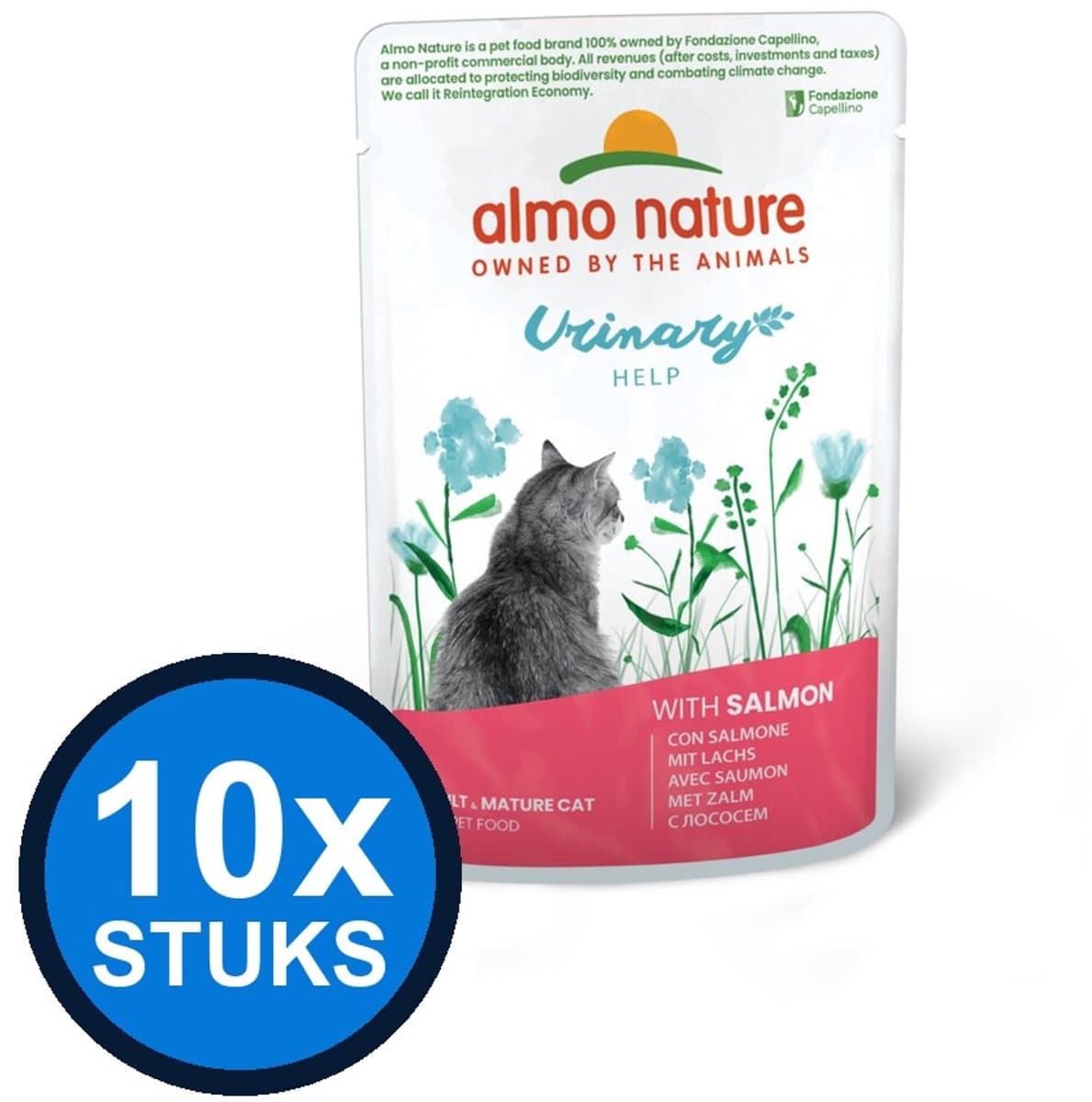 10x Almo Nature Holistic cat pouch urinary help zalm 70gr