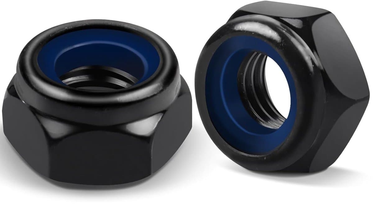 20pcs Nyloc Steel Nut, Jeboler 6mm Self Lock Nuts Black Hex Lock Nuts M6 with Nylon Inserts, Hexagonal Nut for - ShopVlot