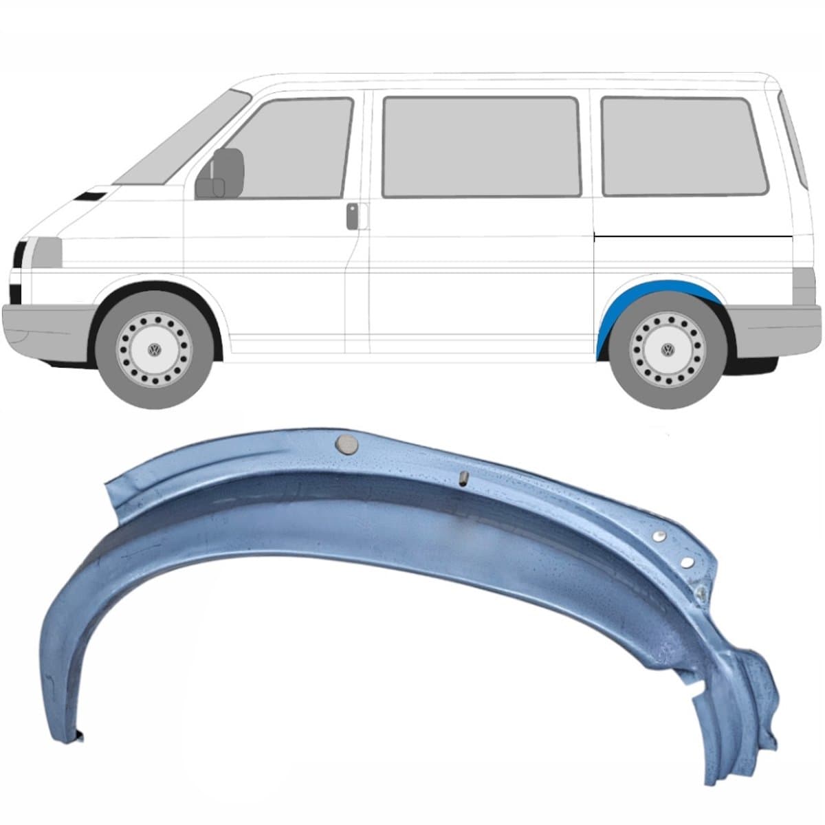 Reparatiepaneel achterste wielkast voor Volkswagen Transporter T4 1990-2003