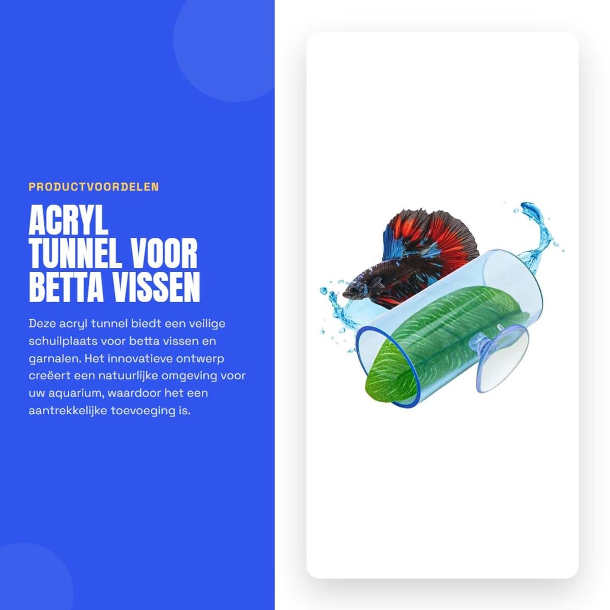 Dailygoods- Betta Fish Tunnel - Acryl Holle Betta Fish Verstopplek - Geschikt voor Garnalen/Krabben - Natuurlijke Omgeving - Inclusief Zuignap - Verbeterde Aquarium Esthetiek - Aquariumdecoratie