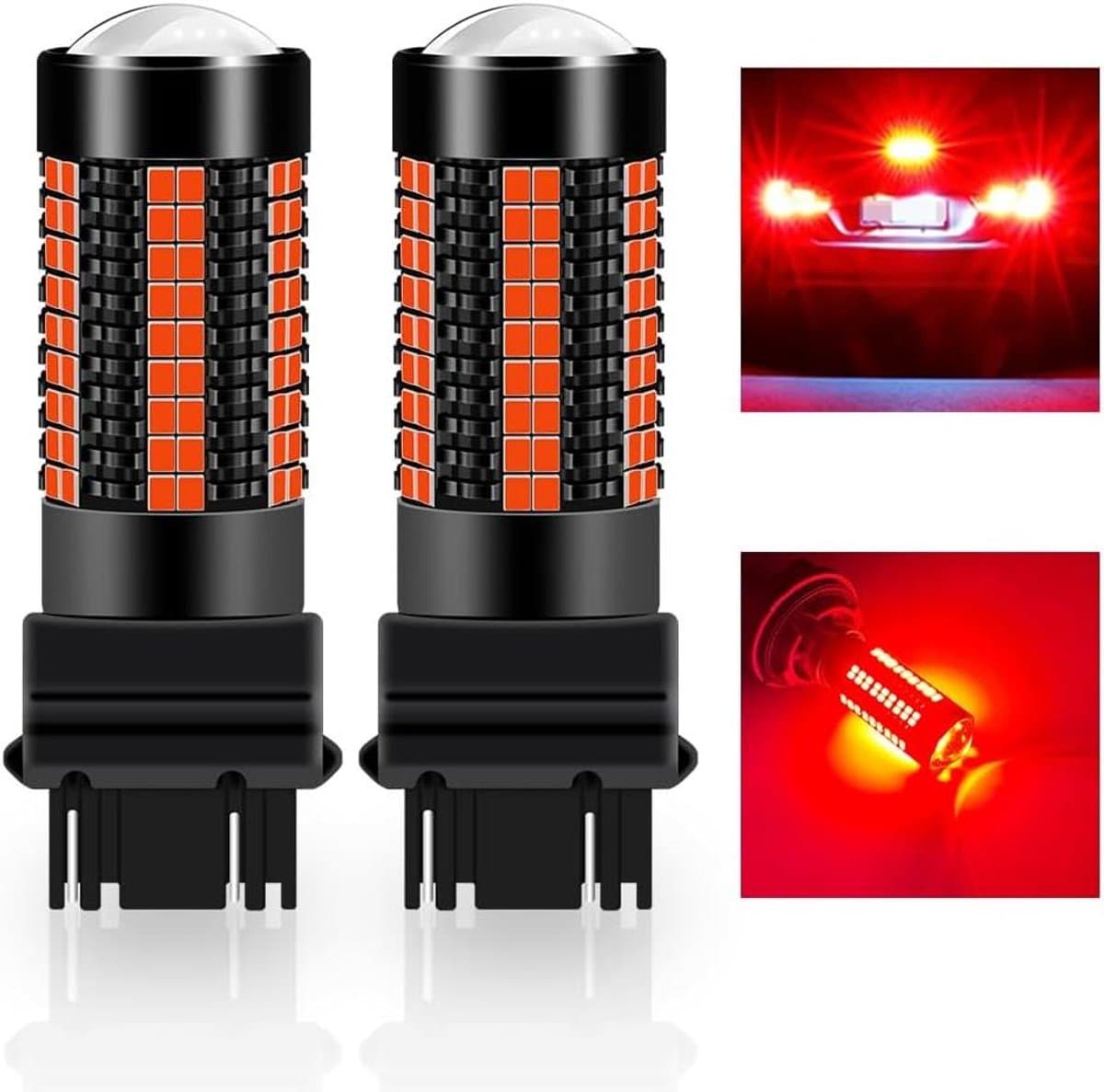 LED Autolampen - Remlicht Lampen - Veilig Rijden - Ultrahelder Rood Licht - 12-24 V - Rood