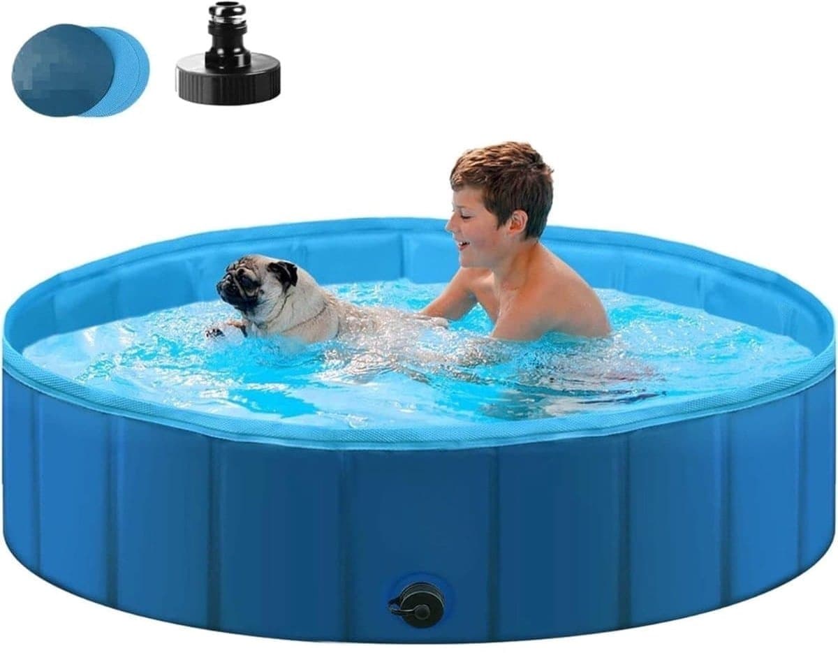 Klarven® Hondenzwembad - Hondenzwembad Opvouwbaar - Antislip bodem, Draagbaar en licht mee te nemen - Blauw B 120 x D 120 x H 30 cm