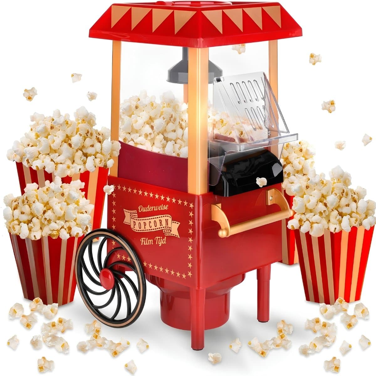 Ploutos® Popcorn Machine - 1200W - Popcornmaker - Popcorn Maker - Rood - 42cm x 26cm x 21cm