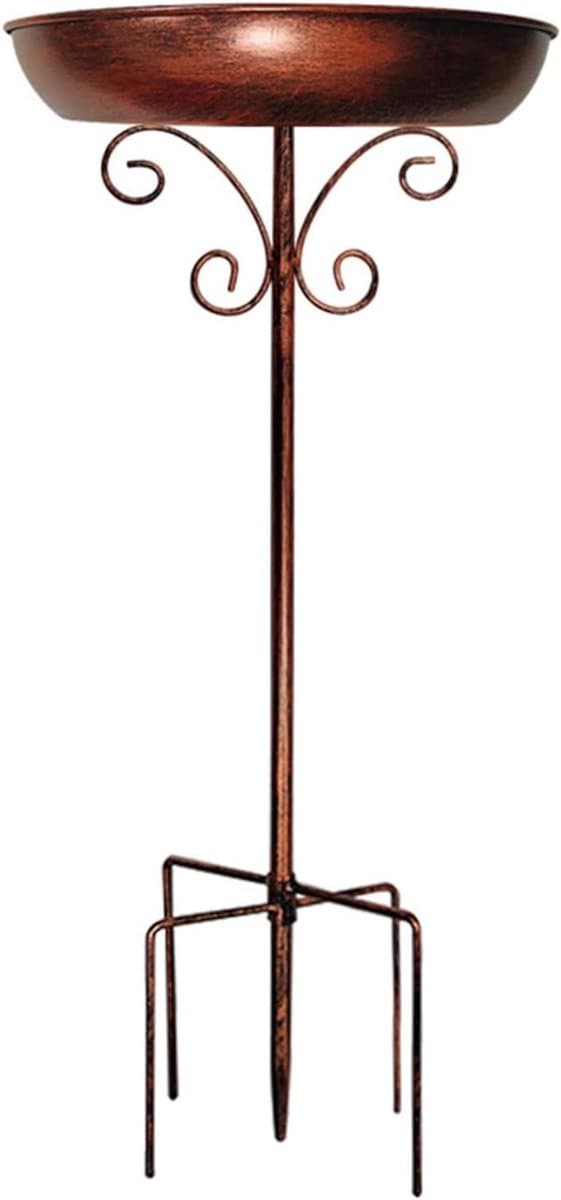 Vogelbad Staand - Waterbad Tuin - Vogels Voeren - Winterbestendig Metaal - 76 cm Hoog - Roestlook