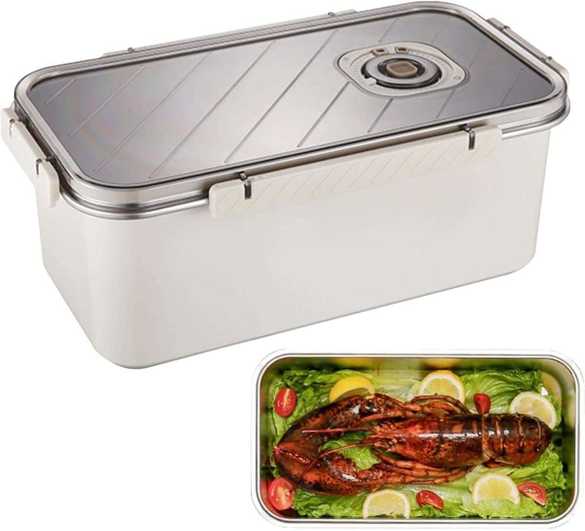 Roestvrijstalen Vershouddoos - Voedselcontainer Koelkast organizer - Voedsel Bewaren - Milieuvriendelijk Herbruikbaar - 5800 ml - Beige