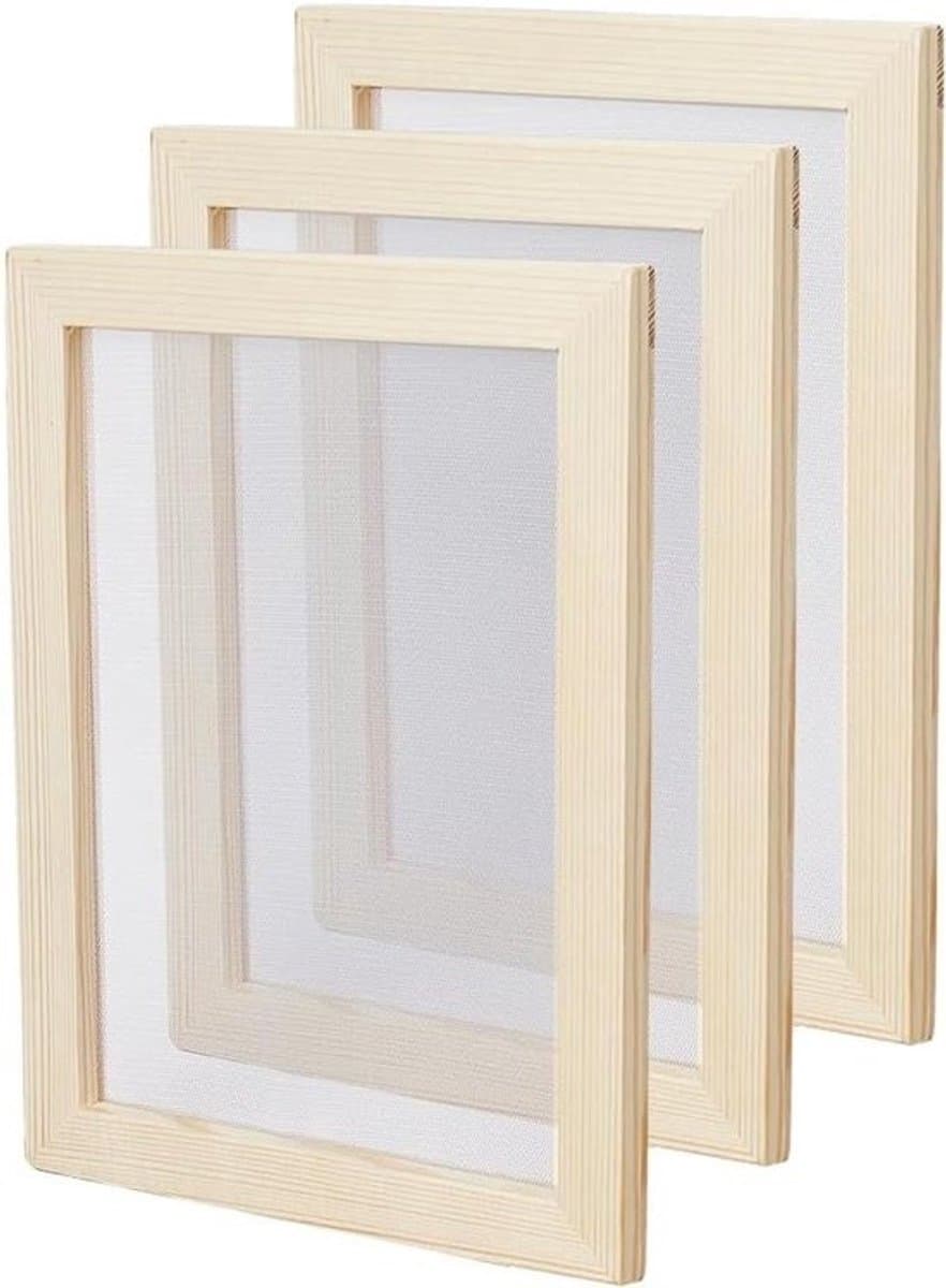 Papier Maak Frame - Papier Scherm - DIY Papier Maken - Set van 3 - 249 x 19 cm - Houtkleur