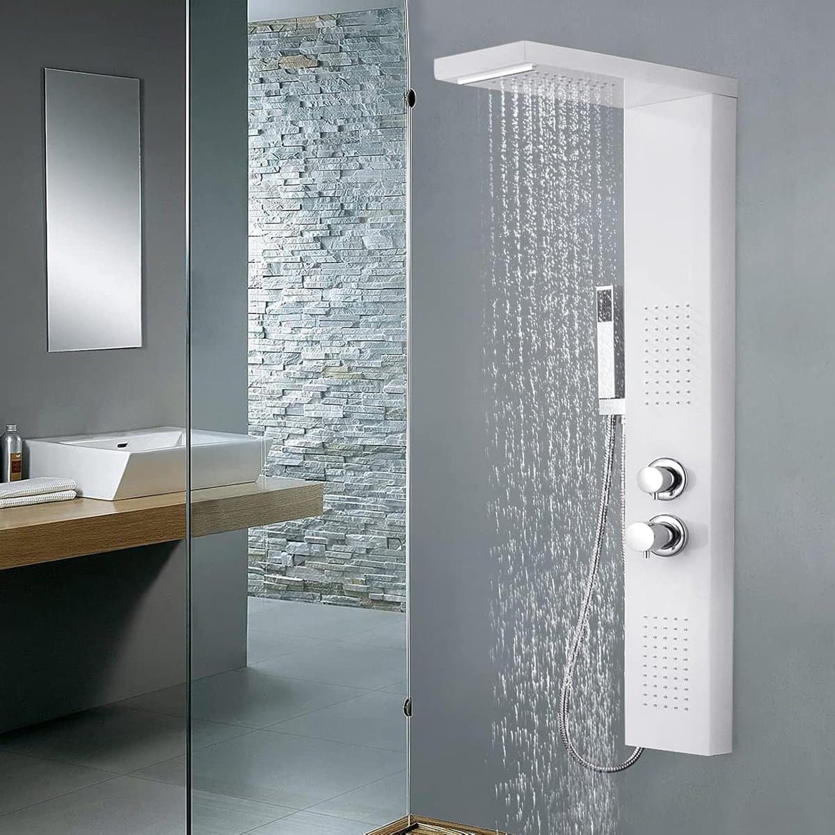 Douchepaneel Systeem - Badkamer Paneel - Ontspannende Douche - Vier Functies - 115 cm Hoog - Wit