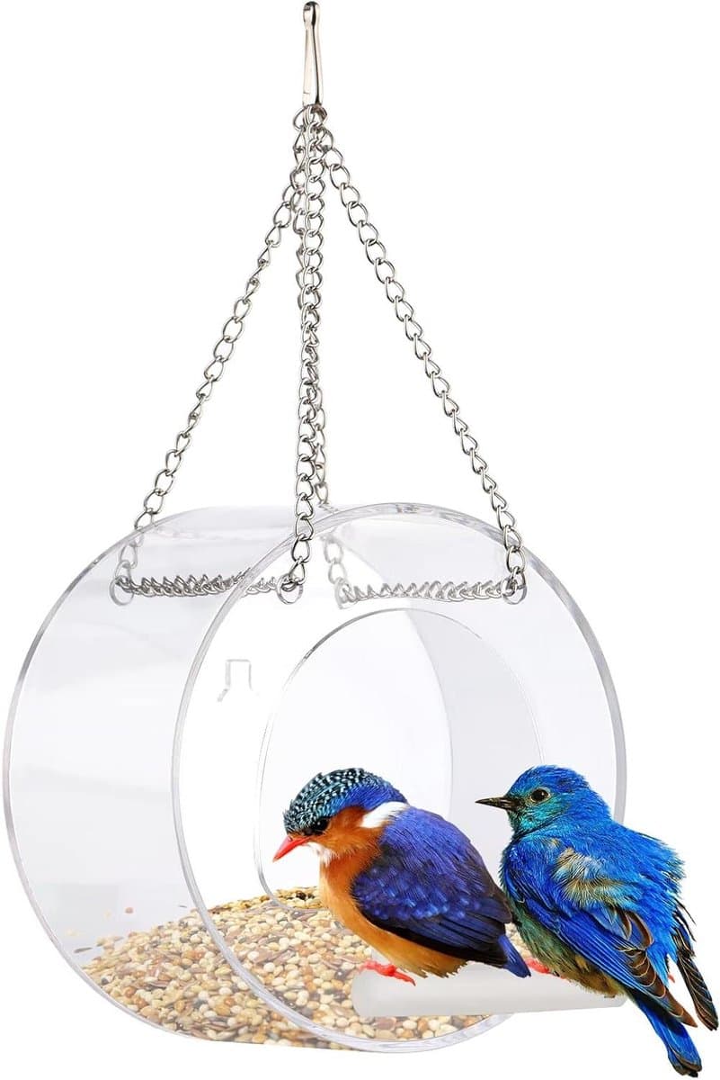 Vogelvoeder met camera - Vogelhuisje voederstation - Vogels observeren - Transparant ontwerp - 12.5 x 7.5 cm - Transparant