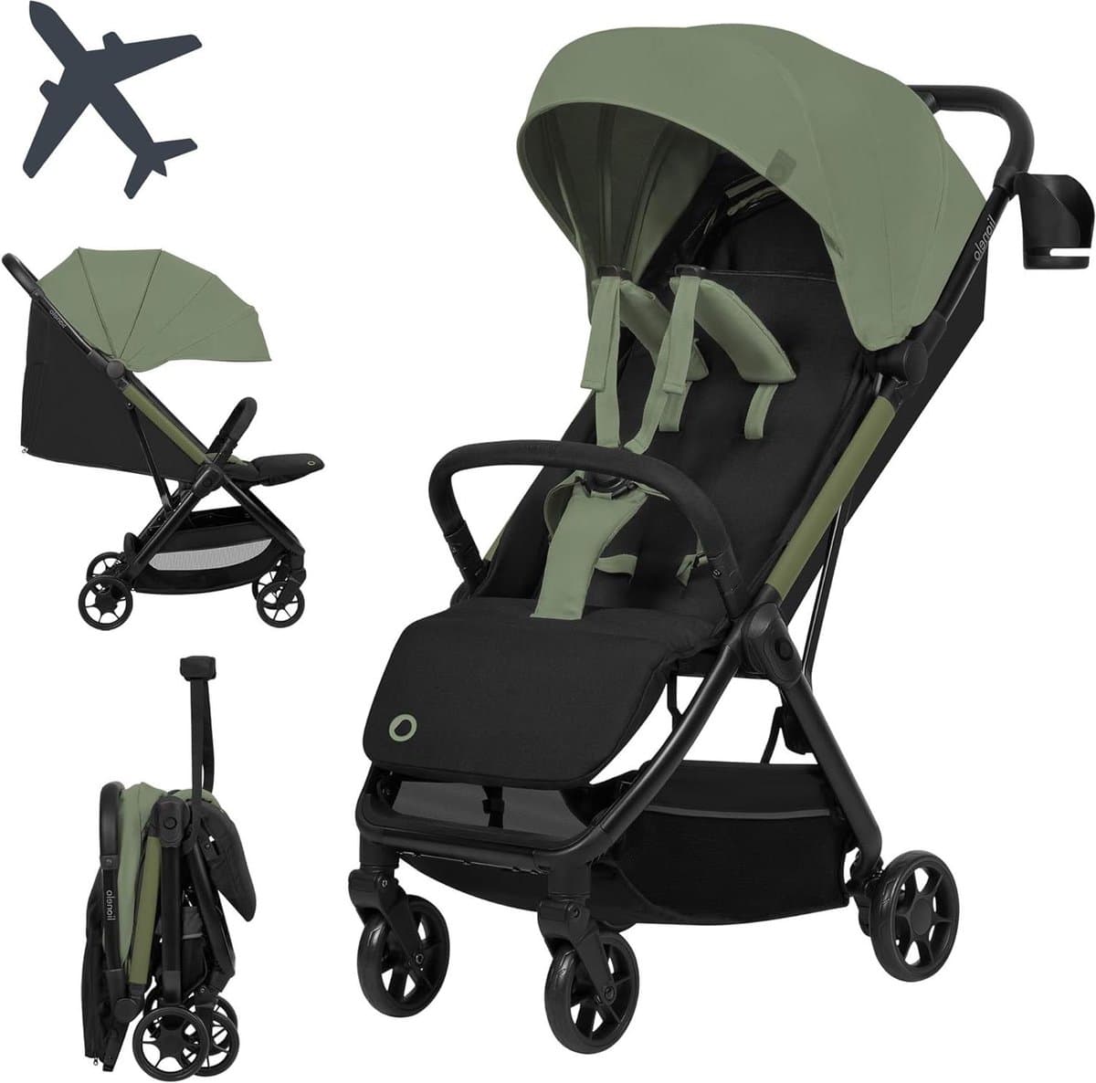 Reisbuggy - Lichtgewicht kinderwagen - Compact reizen - Automatisch inklapbaar - 75 kg - Groen
