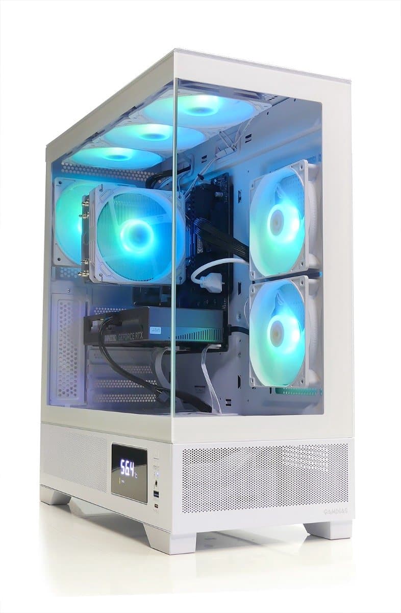 Intel Power 6-Core Game PC met Temperatuur Display - i5 12400 - RTX 3050 6GB - 1TB - 16GB RAM - WIFI 6 / Bluetooth 5.4 - Gamdias Atlas M1 White Aquarium Case