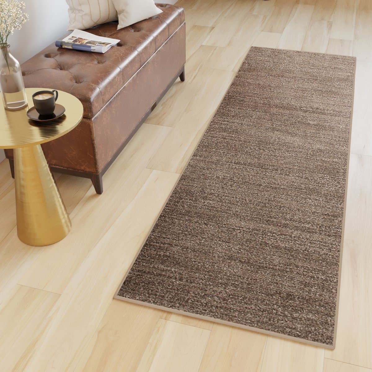 Tapiso Sari Tapijt Loper Bruin Modern Duurzaam Woonkamer Hal Slaapkamer Maat- 120x1000