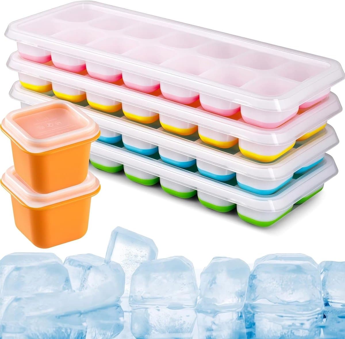 IJsblokjesvormen - Pack of 6 - Makkelijk te Lossen Silicone - Ruimtebesparend en Stapelbaar voor Vriezer - Baby Pap - Whisky