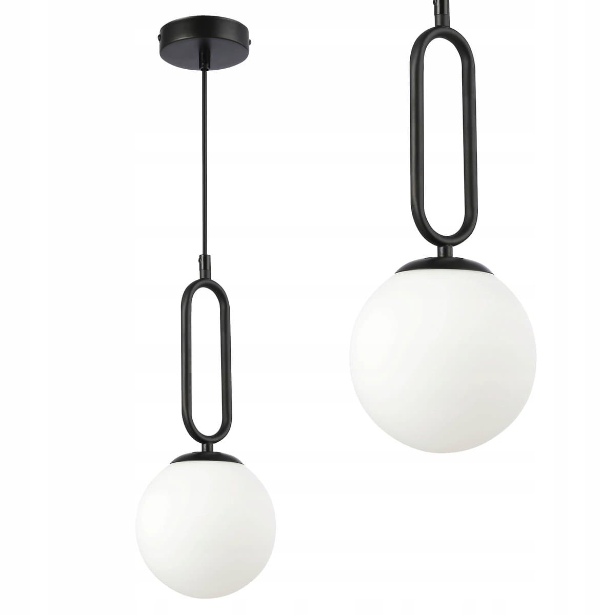 Hanglamp Glasbol E27 Loft 100cm Zwart/Wit