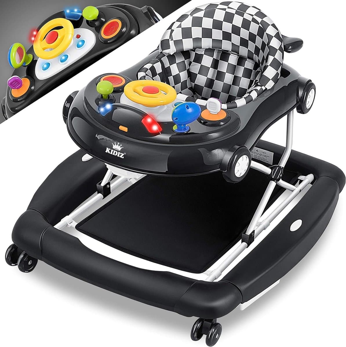 4-in-1 Loopwagen voor Baby's - Multifunctionele Babywalker met Schommelfunctie en Speelcentrum