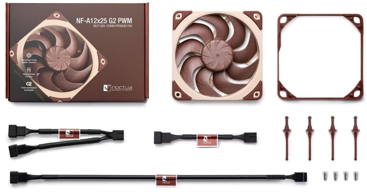 Noctua NF-A12x25 G2 PWM - Ventilatorhuis - 120mm - 63.15 cfm - 360 - 1800 rpm - 18.1 - 22.5dBA - 4-pin PWM - bruin, beige