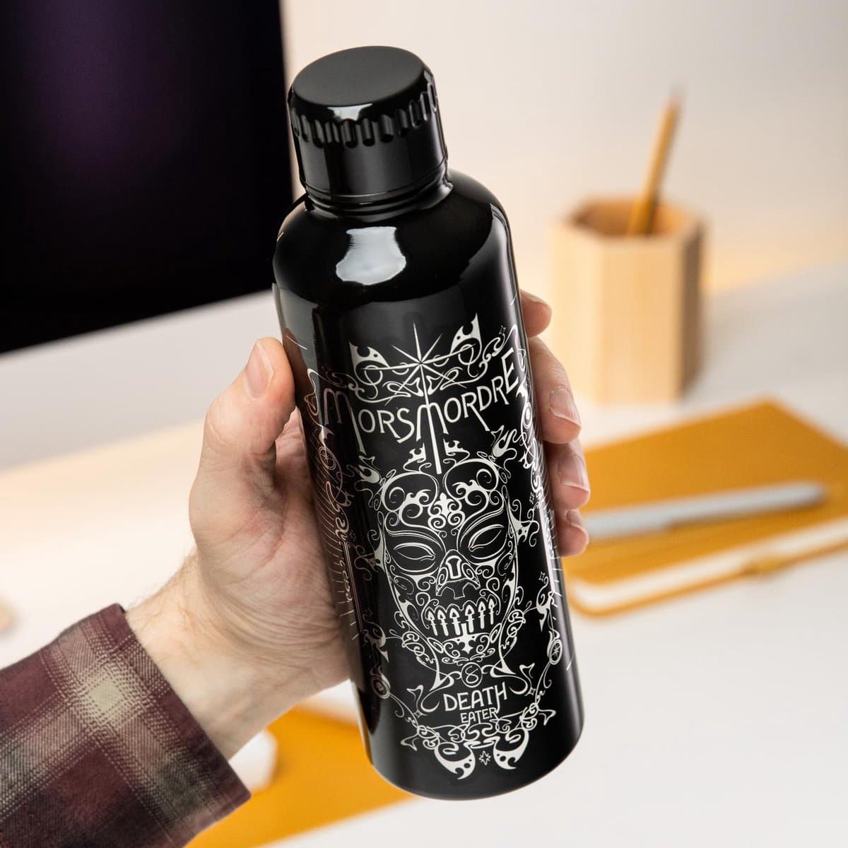 Paladone Harry Potter metalen waterfles - Dooddoeners ontwerp, 500 mL, zwart